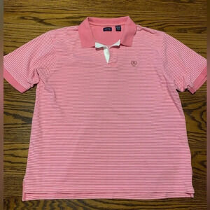IZOD vintage pink stripe short sleeve polo shirt